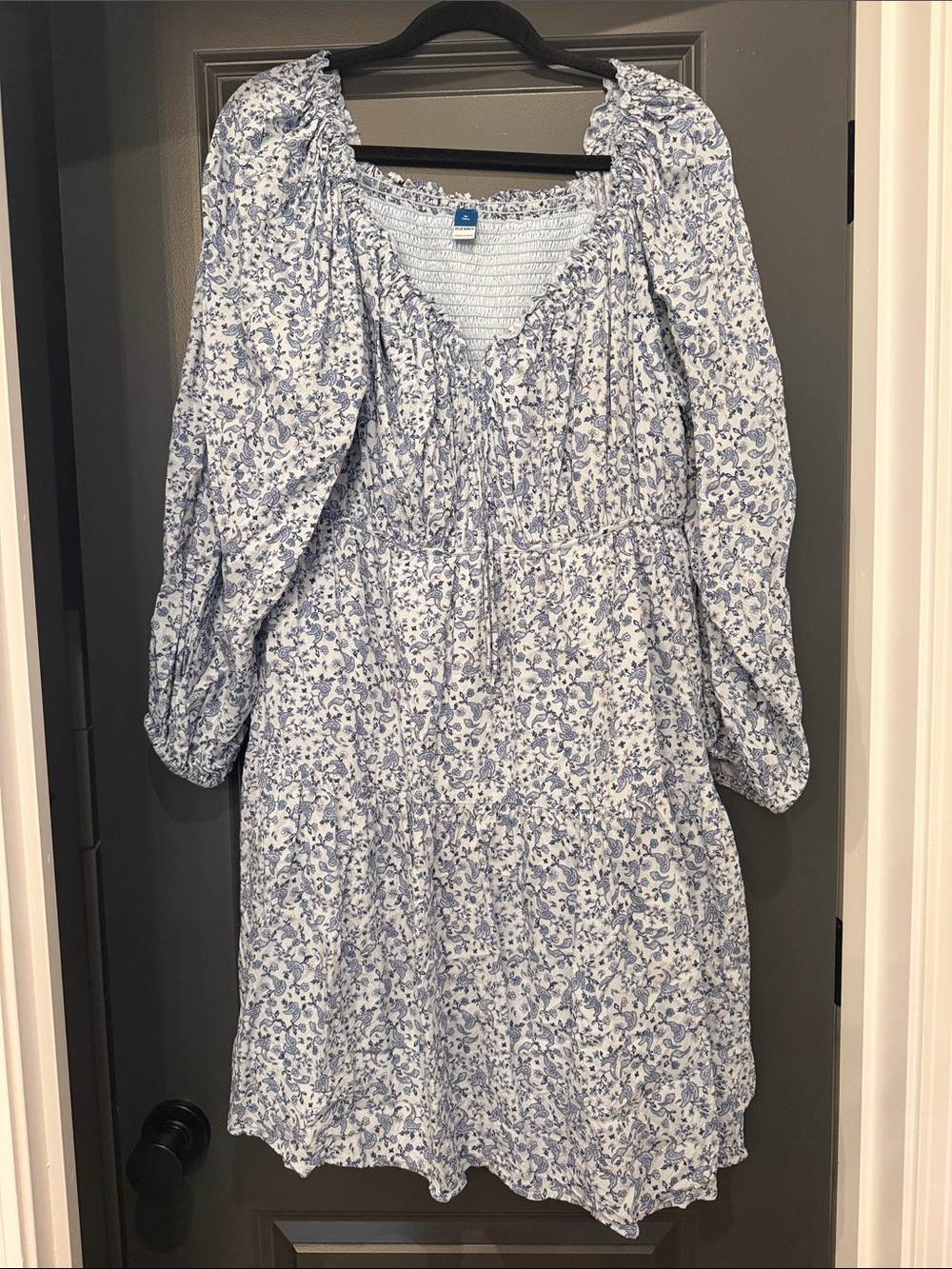 Old Navy Blue Floral Puff-Sleeve Women’s Dress